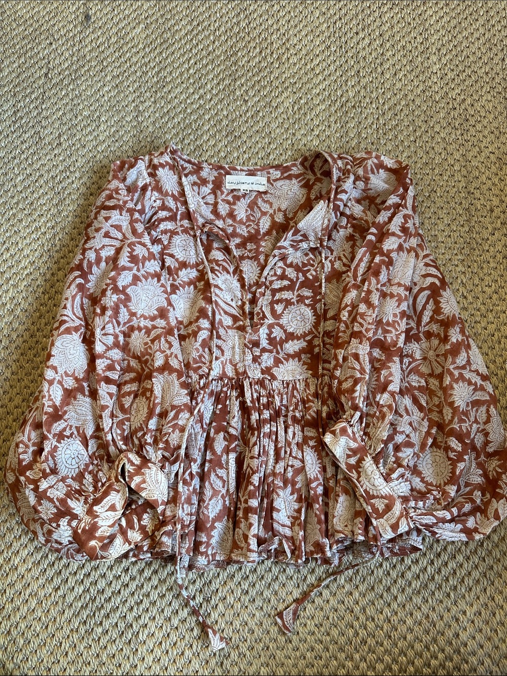 Daughters of India Rust Kyra printed blouse Top